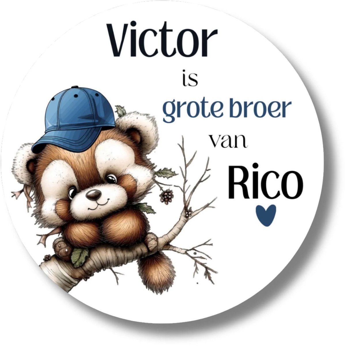 20x Grote Broer Stickers | Naamstickers Beer met Pet | Geboorte Traktatie